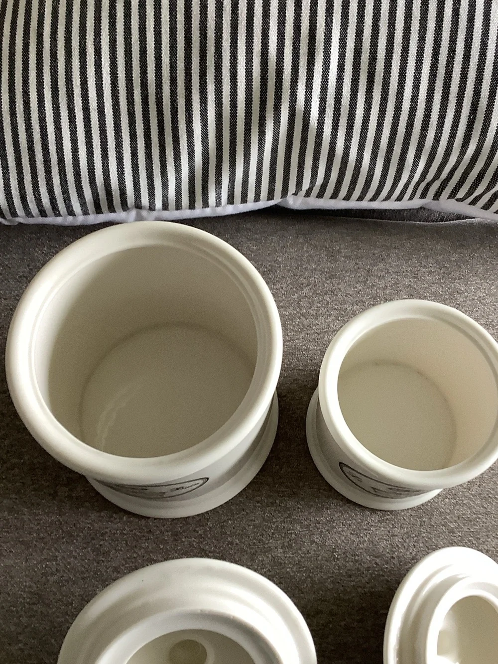 Cream Ceramic Canister Set with Lid - 2 Pieces